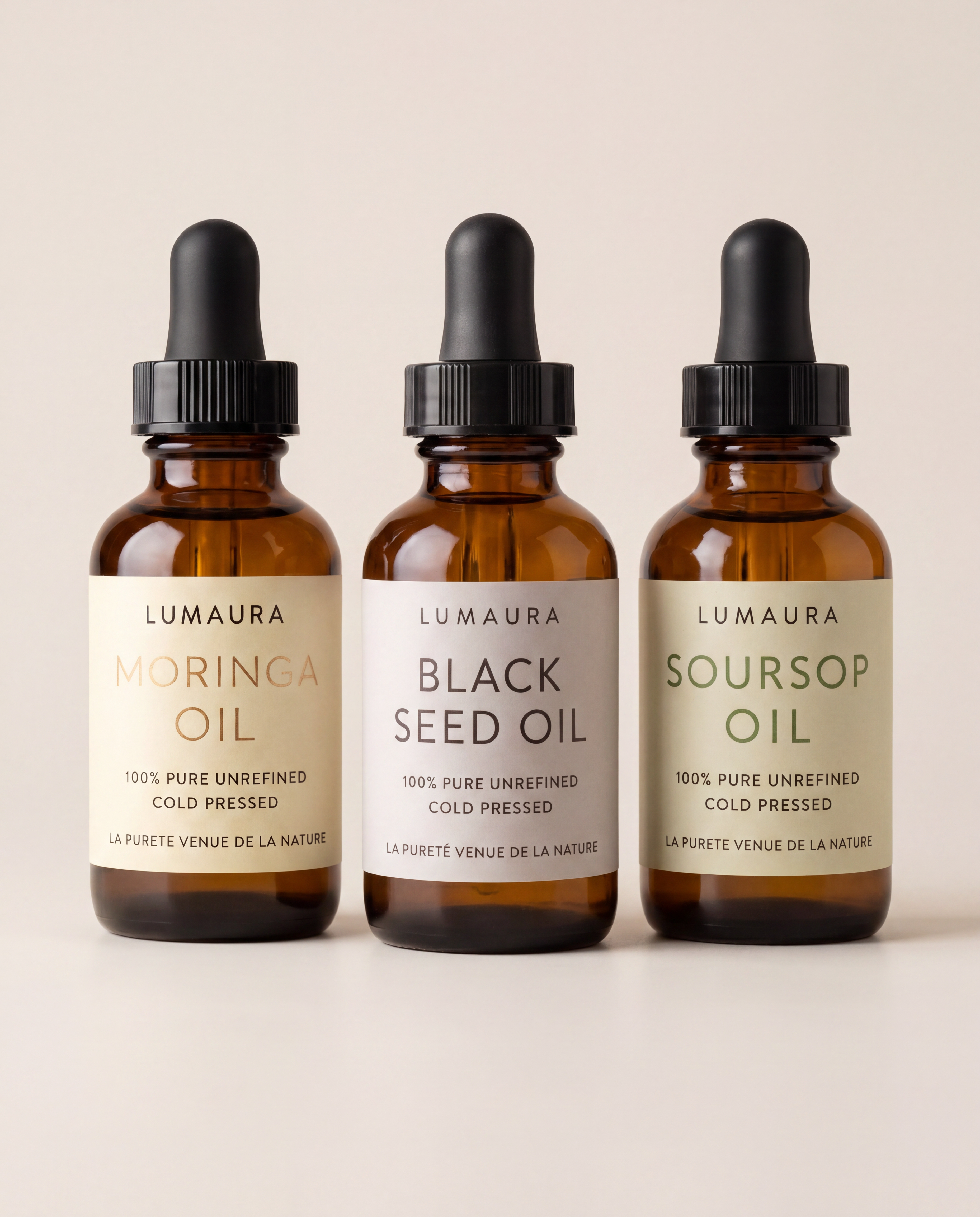 Lumaura Ultimate Trio set of three natural oil bottles